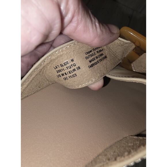 Olukai La‘i Slide Tortoise Shell Criss Cross Sandals Taupe Women's Size 8 - Picture 5 of 6